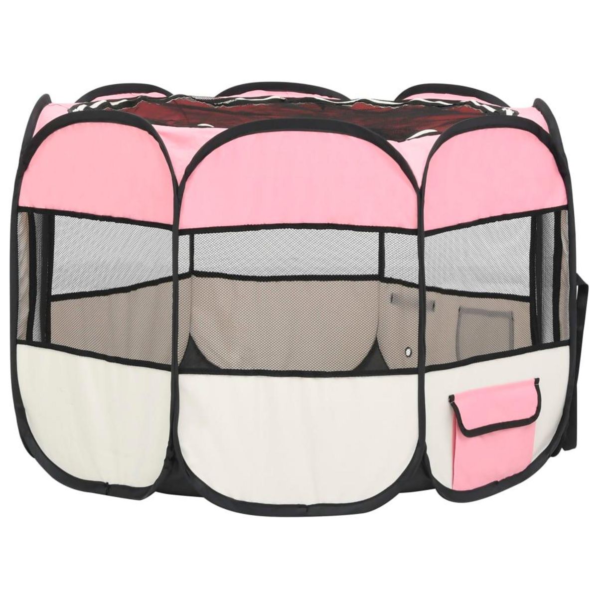 VIDAXL Parc pour chiens pliable avec sac de transport Rose 90x90x58 cm