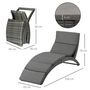Voir la diapositive 3 : OUTSUNNY Bain de soleil design contemporain - matelas grand confort inclus - résine tressée gris