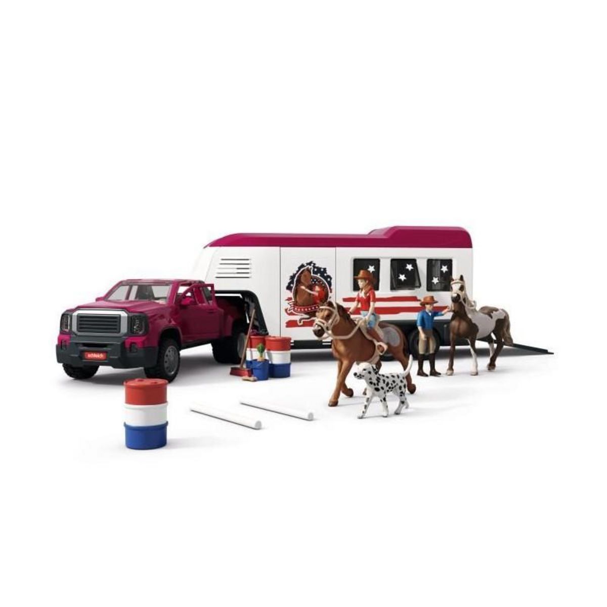 Schleich Figurine Pick-up et sa grande remorque équestre, Schleich 42705 Gamme Horse Club