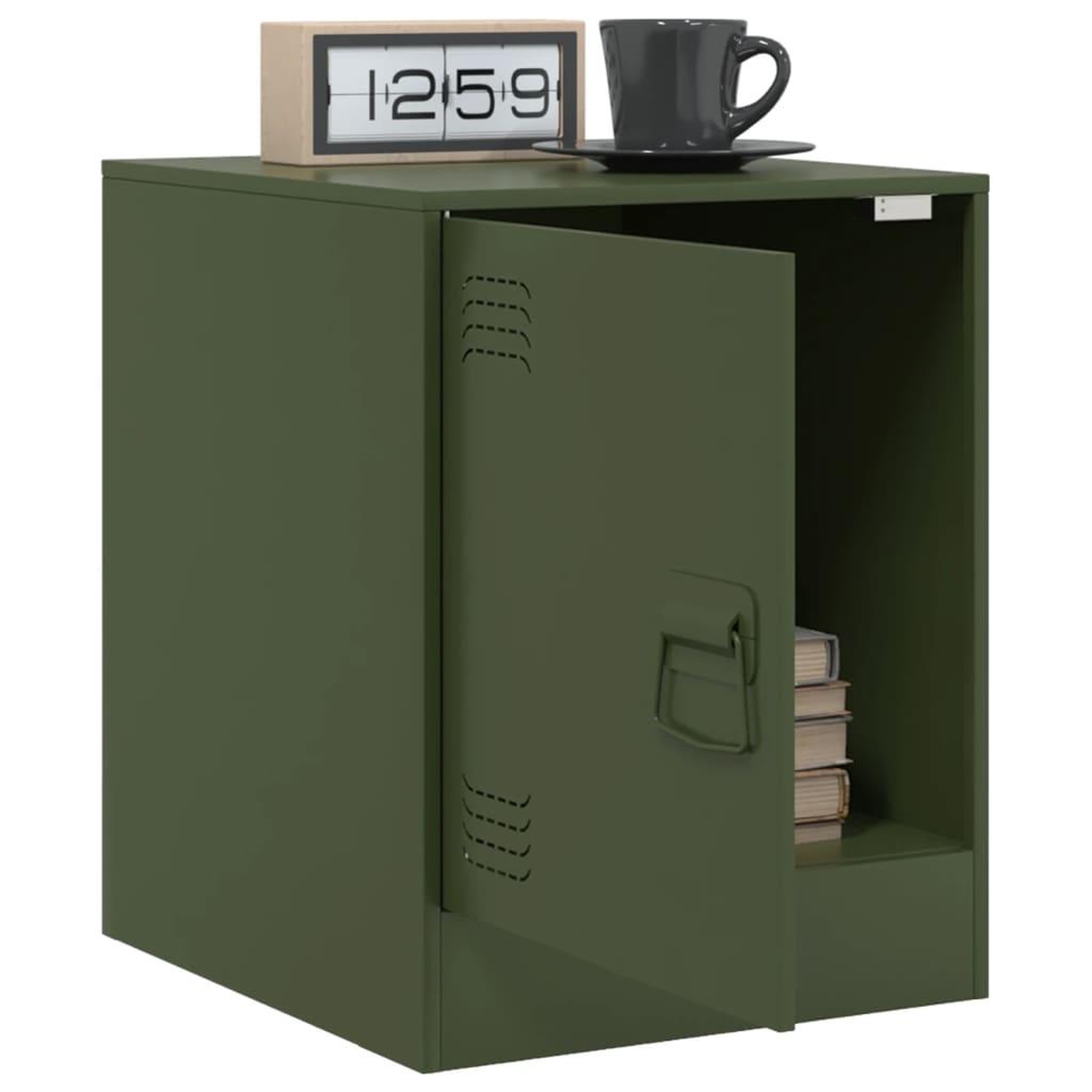 Voir la diapositive 5 : VIDAXL Table de chevet vert olive 34,5x39x44 cm acier