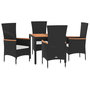 Voir la diapositive 3 : VIDAXL Ensemble a manger de jardin coussins 5pcs Noir Resine tressee