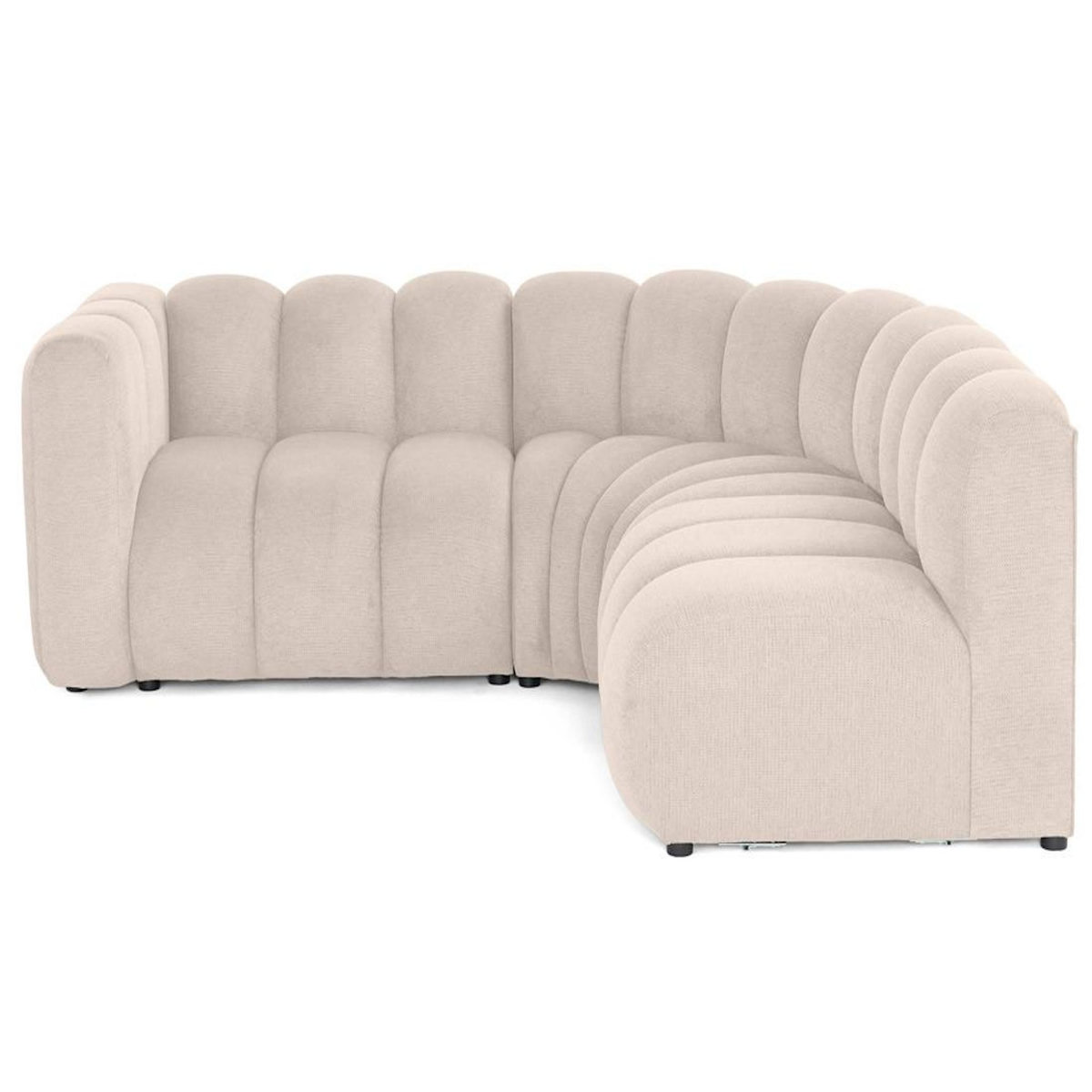LISA DESIGN Debbie - canapé modulable d'angle droit 4 places avec accoudoir en tissu texturé