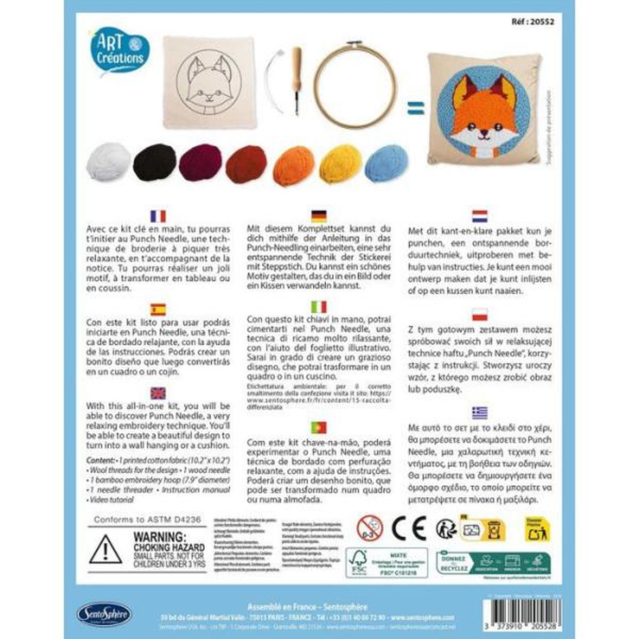 Voir la diapositive 3 : Sentosphere Broderie aiguille magique - SENTOSPHERE - Art & Créations - Punch Needle - Renard - Initiation au crochet - Des 6 ans