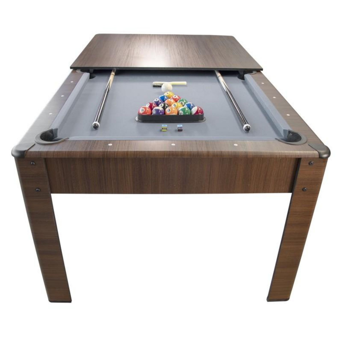 PLAY4FUN Billard Américain HARMONY 6Ft - 206,5 x 116,5 x 80 cm avec accessoires et plateau dînatoire - Couleur Chêne