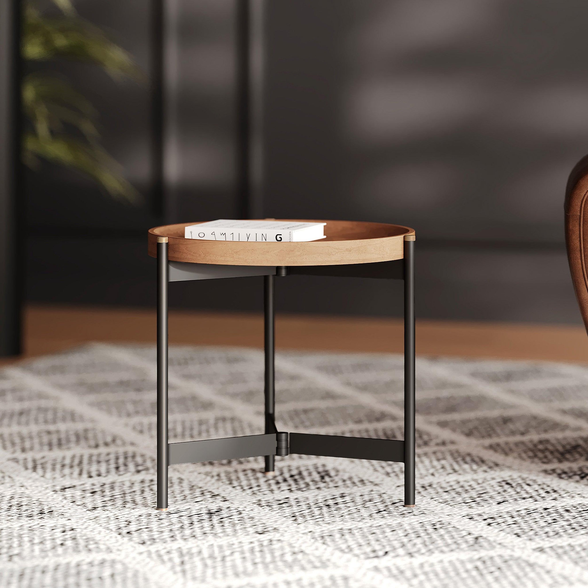 Voir la diapositive 2 : MAISON PAVANE Table d'appoint ronde en bois d49 cm-carter