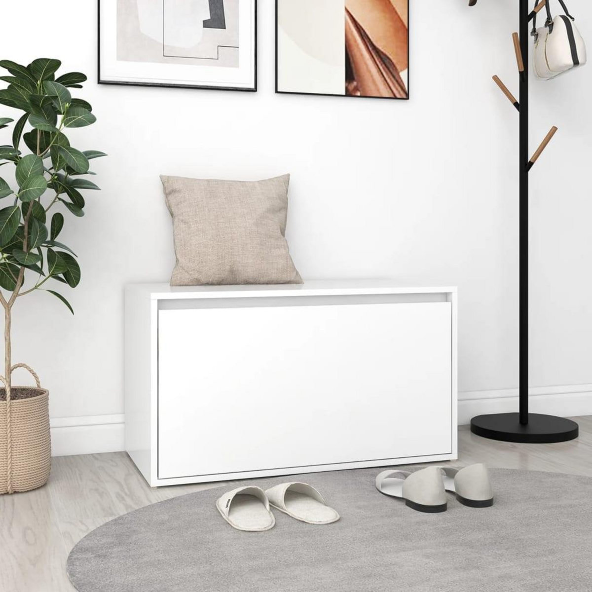 VIDAXL Banc d'entree 80x40x45 cm Blanc Bois d'ingenierie