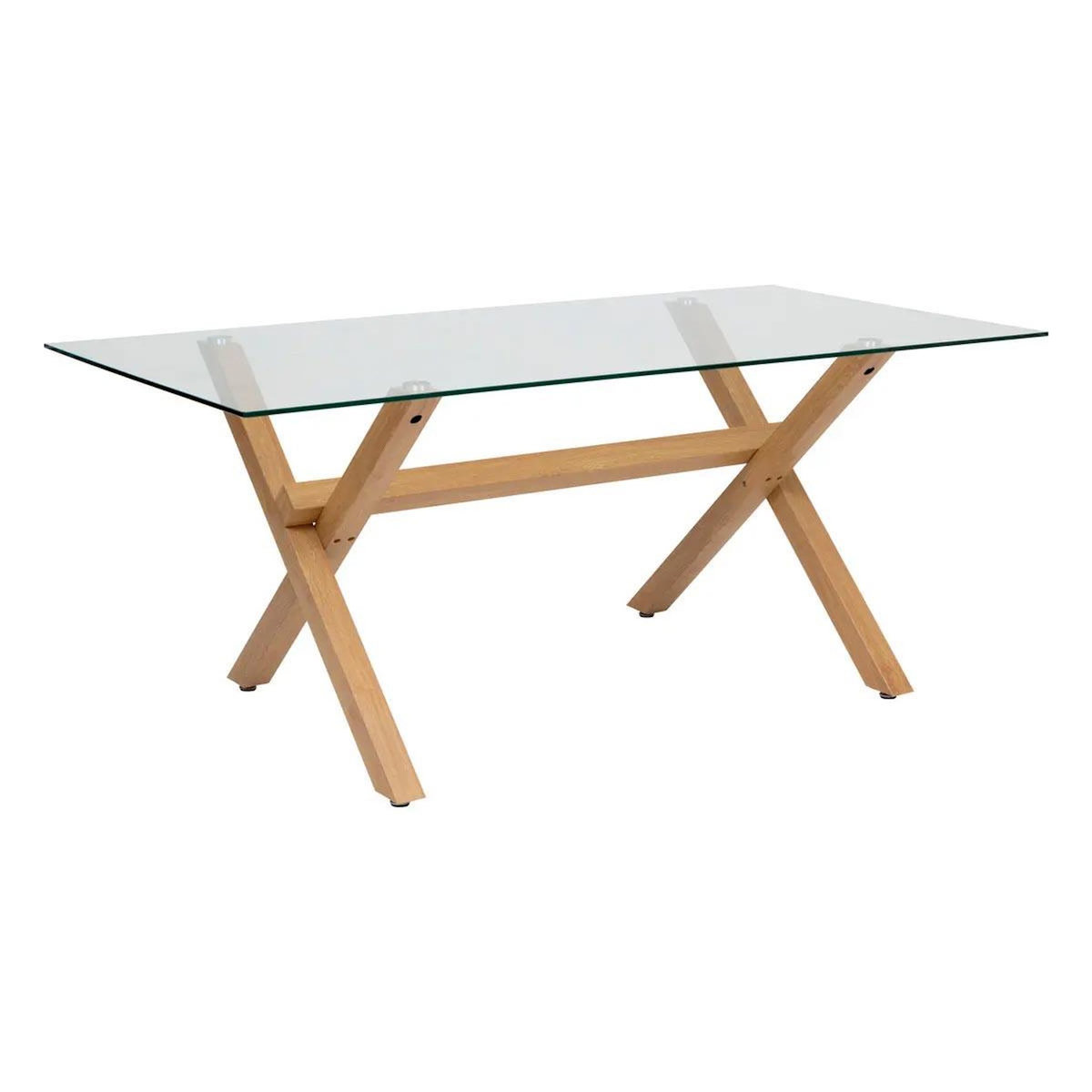 ATMOSPHERA Table à Manger en Verre  Jorel  180cm Transparent & Naturel