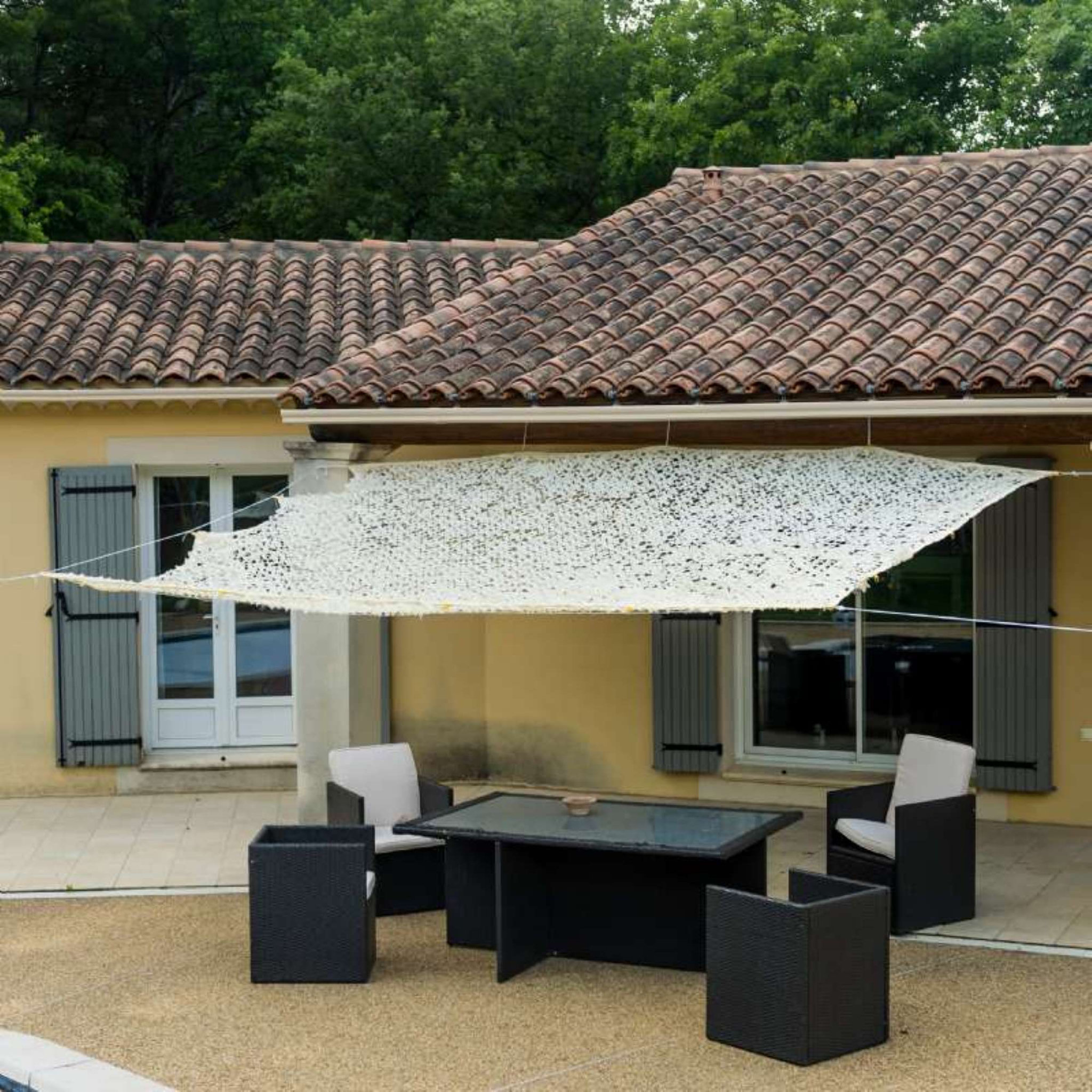 Voir la diapositive 1 :  Toile d'ombrage ajourée beige 120 g/m2  Werkapro 3 x 3m