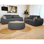 Voir la diapositive 3 : BEST MOBILIER Mahina - table basse ovale - en tissu bouclette et plateau effet bois - 114 cm