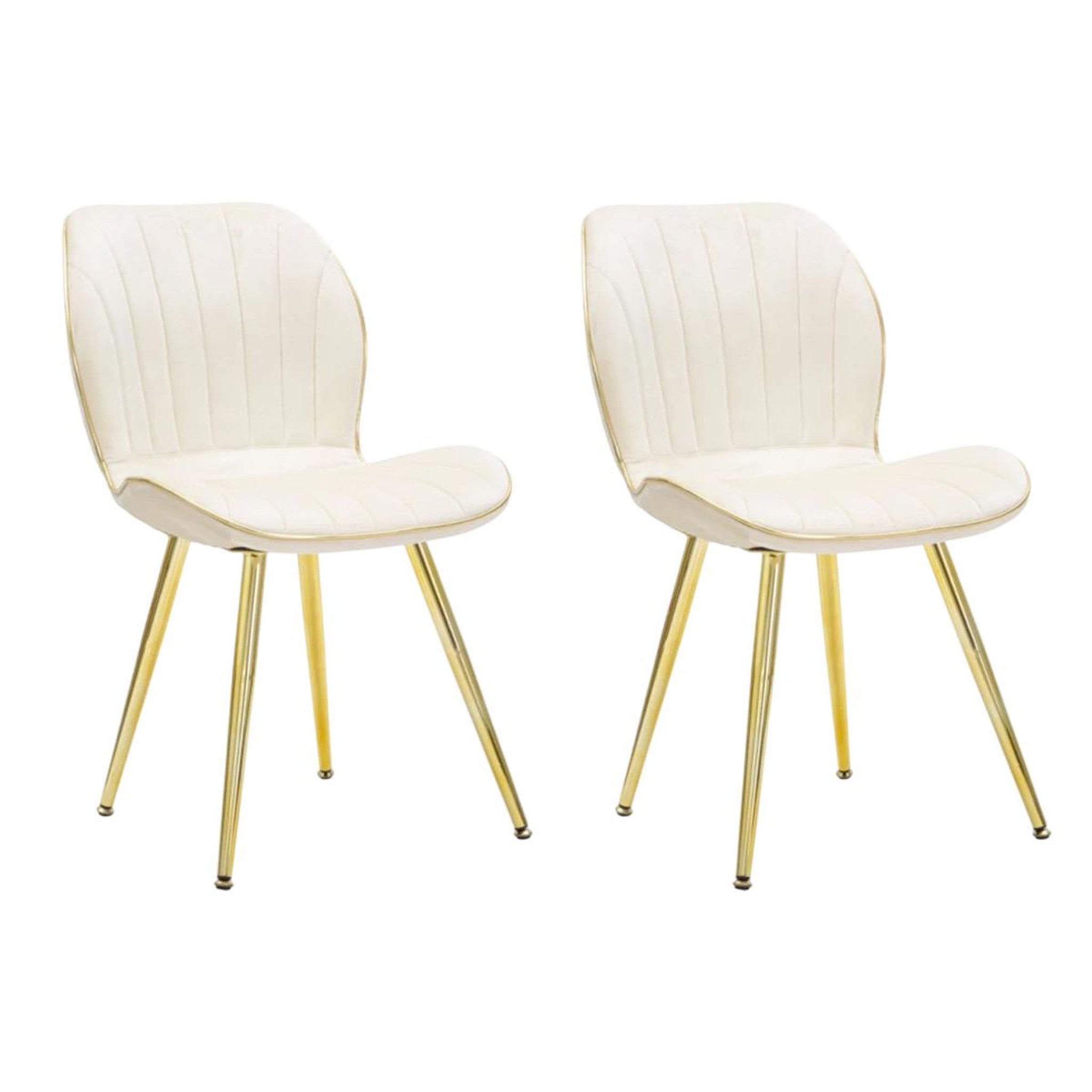 Paris Prix Lot de 2 chaises en tissu  paris  77cm crème & or