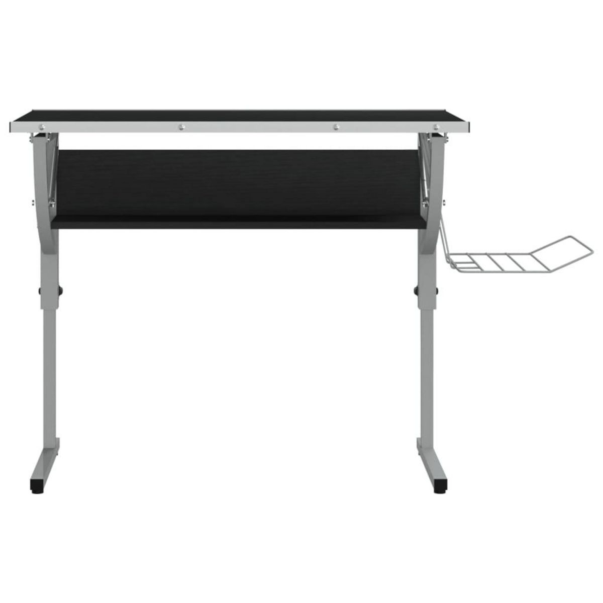 VIDAXL Bureau d'artisanat noir et gris 110x53x(58-87) cm