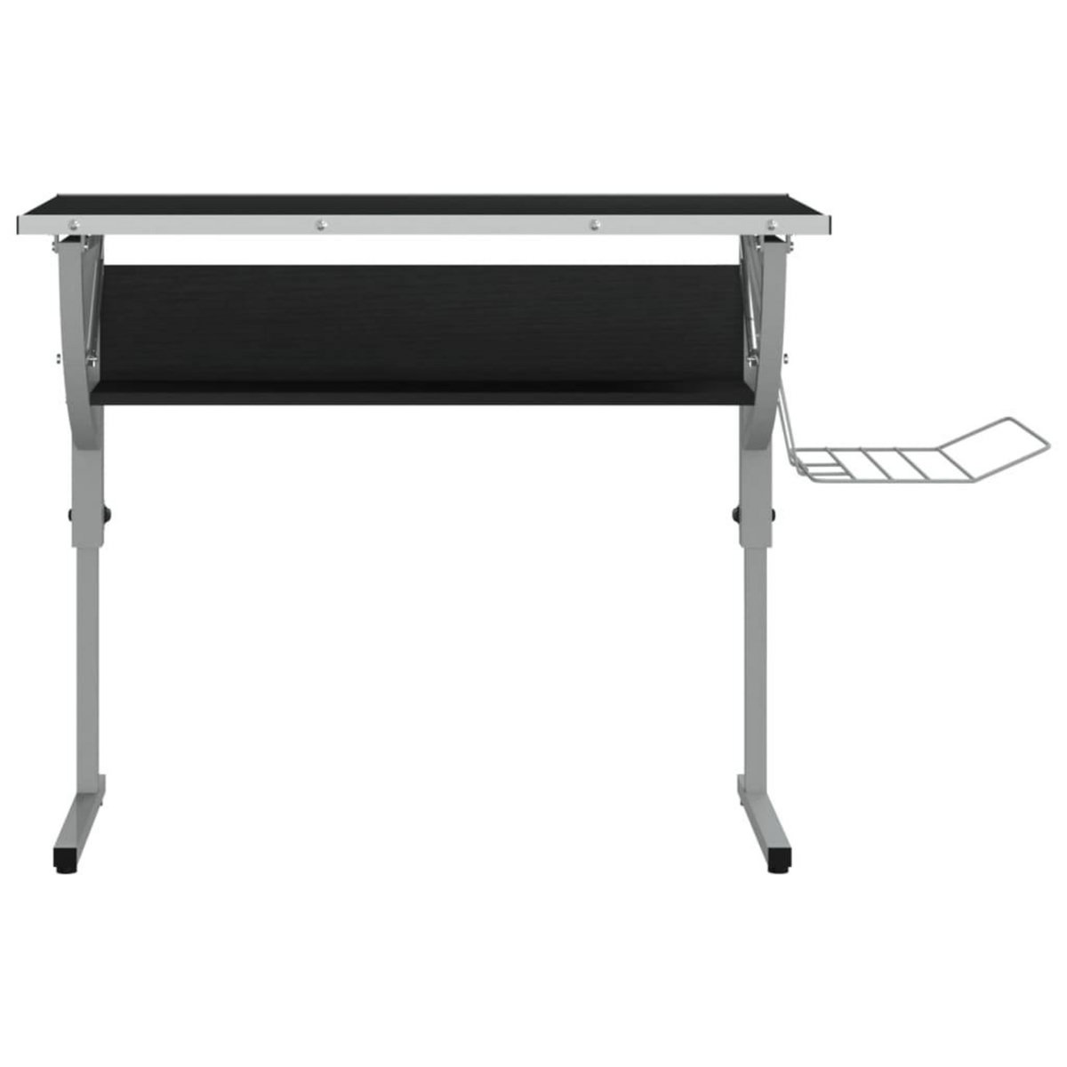 VIDAXL Bureau d'artisanat noir et gris 110x53x(58-87) cm