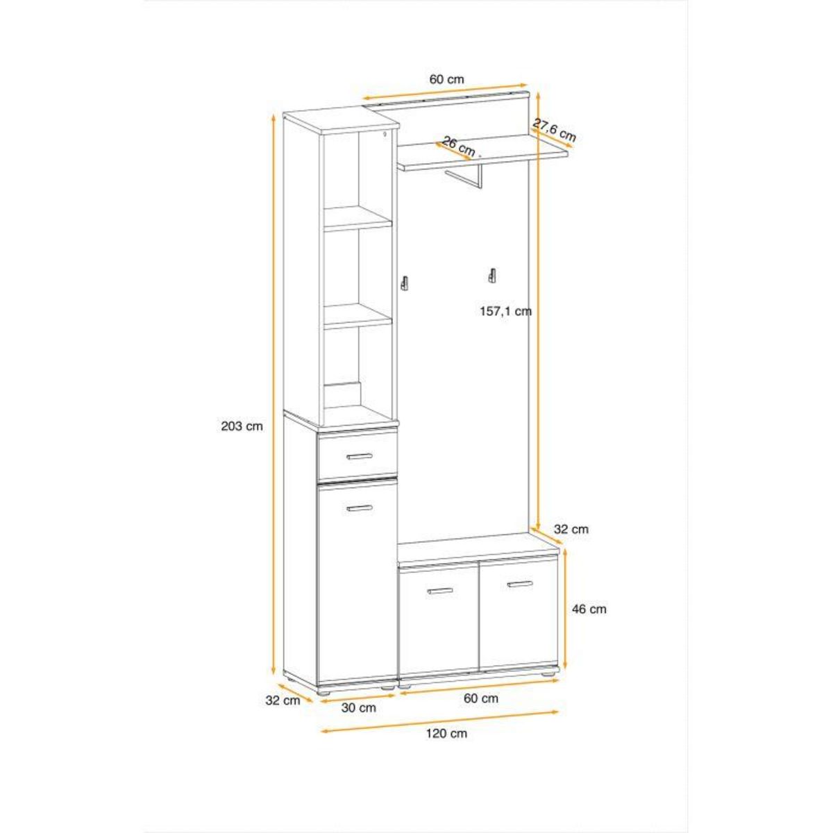 Paris Prix Ensemble Vestiaire 3P  Armario I  203cm Chêne