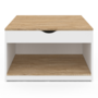 Voir la diapositive 3 : ID MARKET Table basse plateau relevable carrée ELEA avec coffre bois blanc et façon hêtre