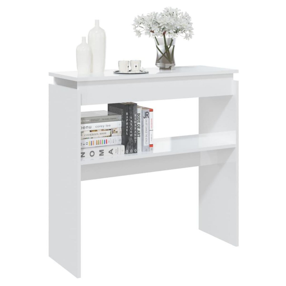 VIDAXL Table console blanc brillant 80x30x80 cm bois d'ingenierie