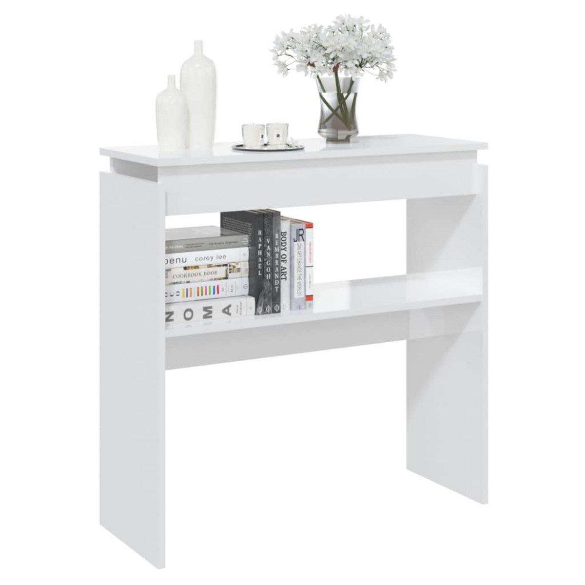 VIDAXL Table console blanc brillant 80x30x80 cm bois d'ingenierie