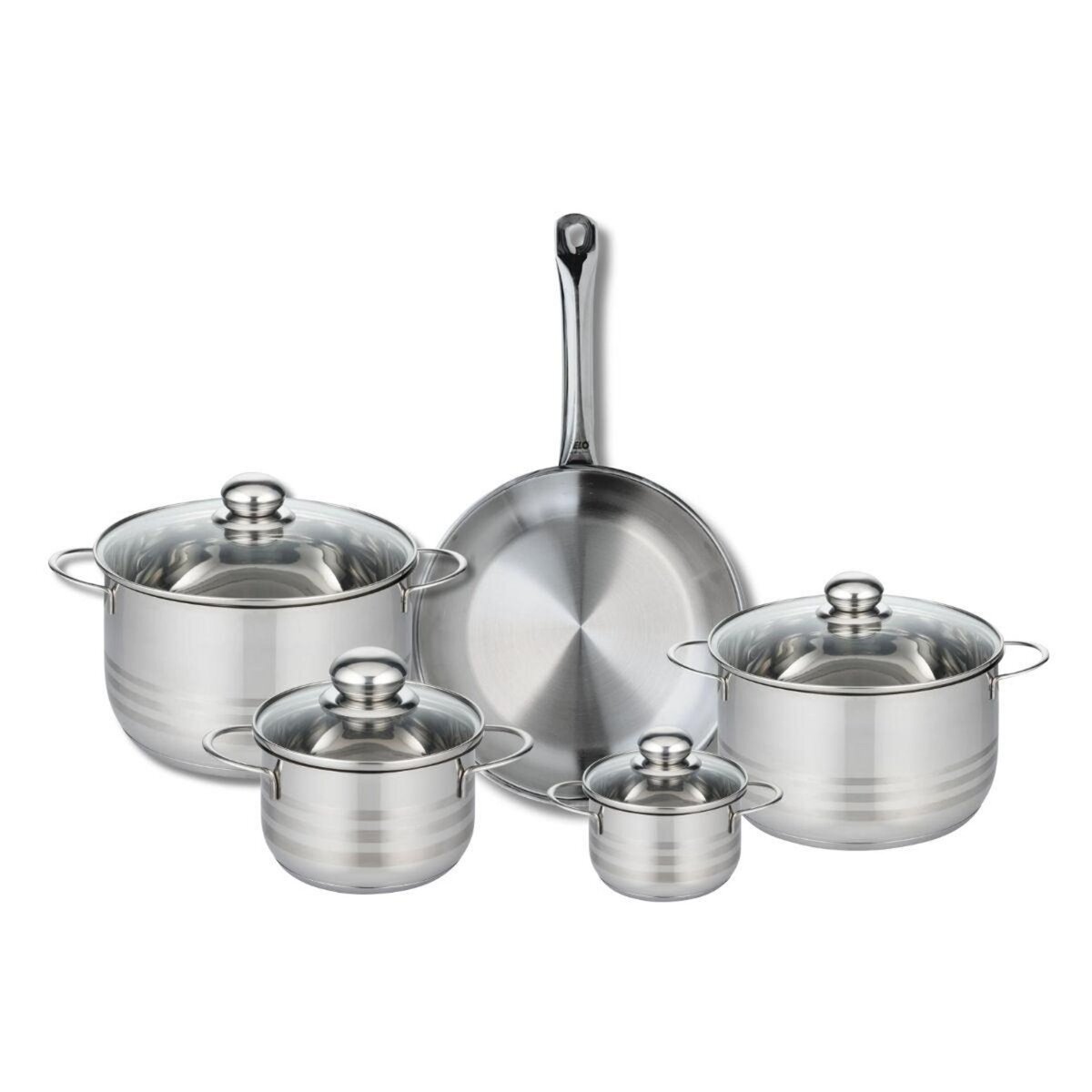 ELO Ensemble de 1 Poêle de cuisson 28 cm et 4 faitouts 12, 16, 20 et 24 cm Elo Profi Brillant