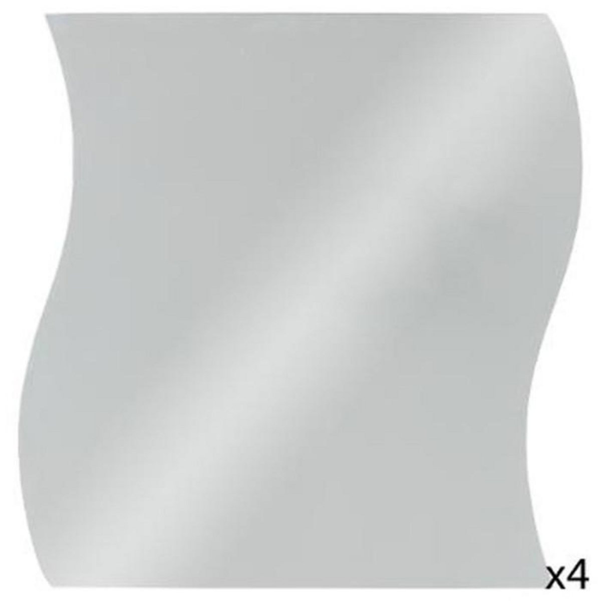 ATMOSPHERA Lot de 4 Miroirs Adhésifs  Vague  20x20cm Argent
