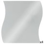 Voir la diapositive 2 : ATMOSPHERA Lot de 4 Miroirs Adhésifs  Vague  20x20cm Argent