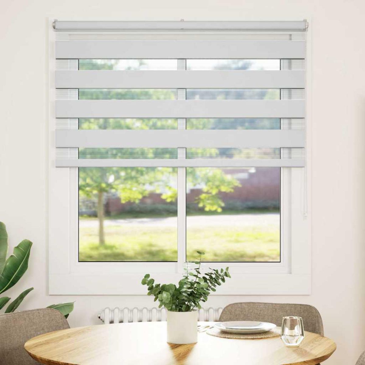 VIDAXL Store zebre blanc 125x100 cm largeur du tissu 120,9cm polyester