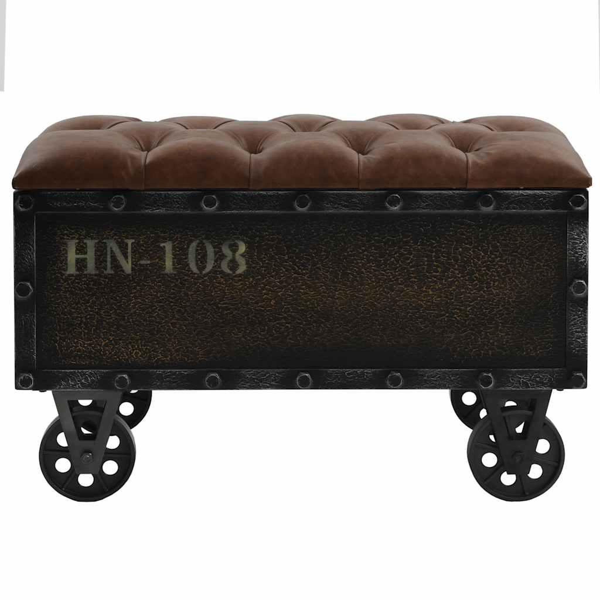 Voir la diapositive 5 : VIDAXL Banc de rangement bois massif et similicuir 80,5x41x50 cm