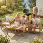 Voir la diapositive 4 : OUTSUNNY Salon de jardin bois d'acacia pré-huilé résine filaire 4 places 4 pièces