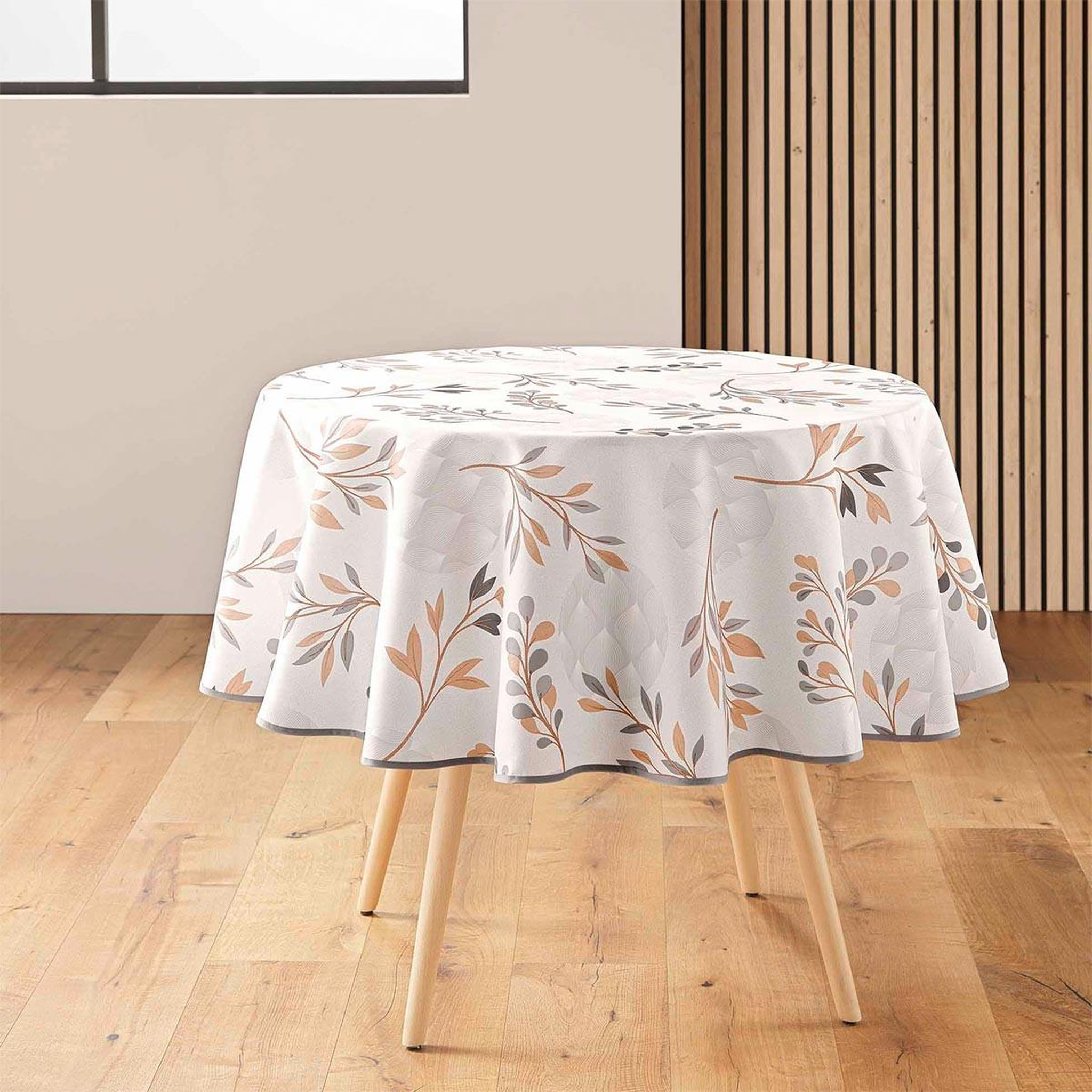 Douceur d'Intérieur Nappe ronde antitache imprimé  manola  180cm naturel