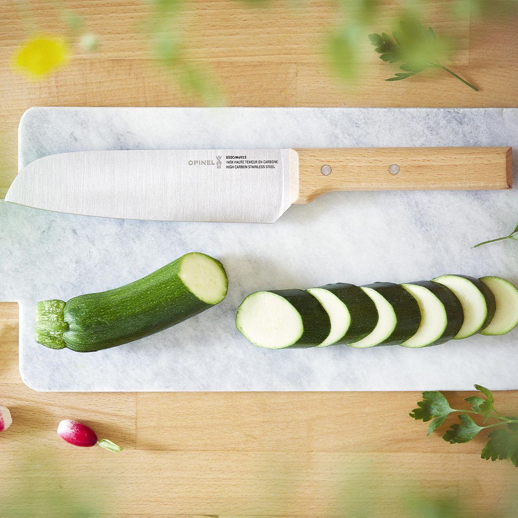 Voir la diapositive 2 : Opinel Couteau japonais santoku parallèle no119