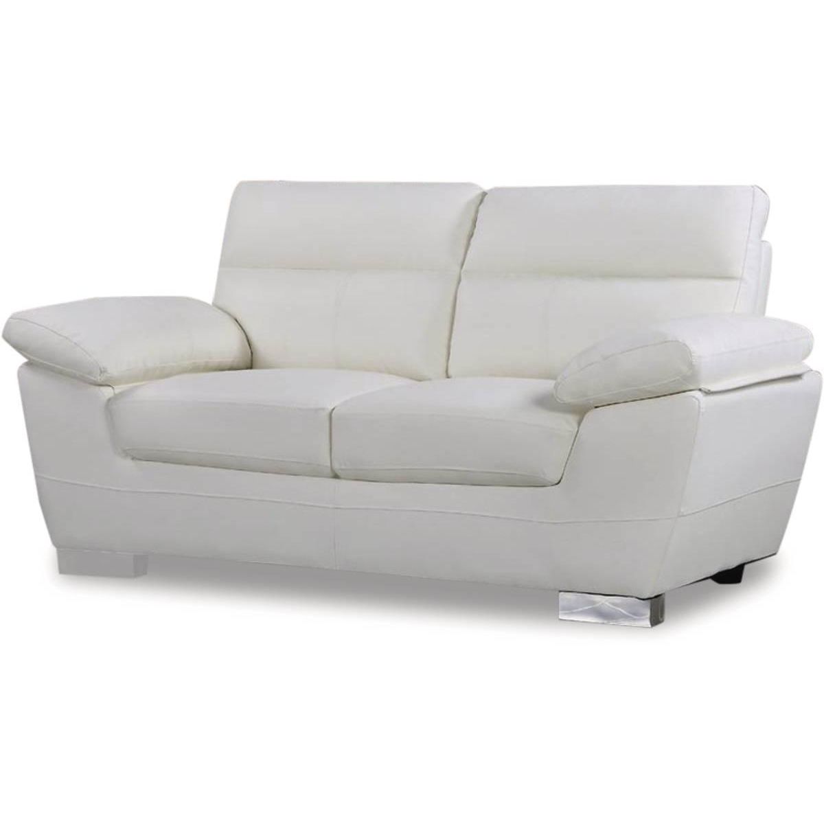 Habitat et Jardin Canapé fixe en cuir reconstitué et PVC  Dallas  - 169 x 88 x 90 cm - 2 places - Blanc