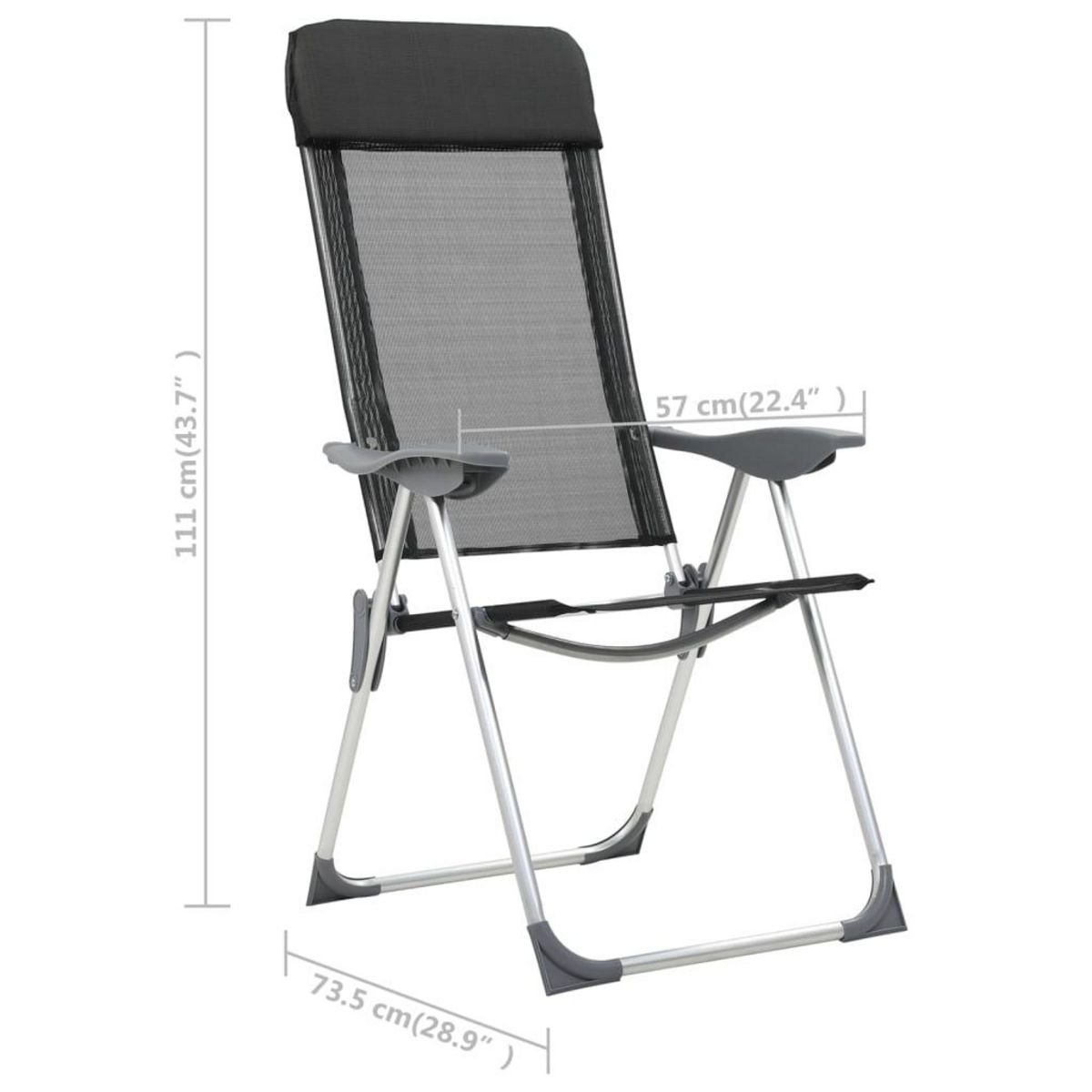 VIDAXL Chaises pliables de camping lot de 4 Noir Aluminium