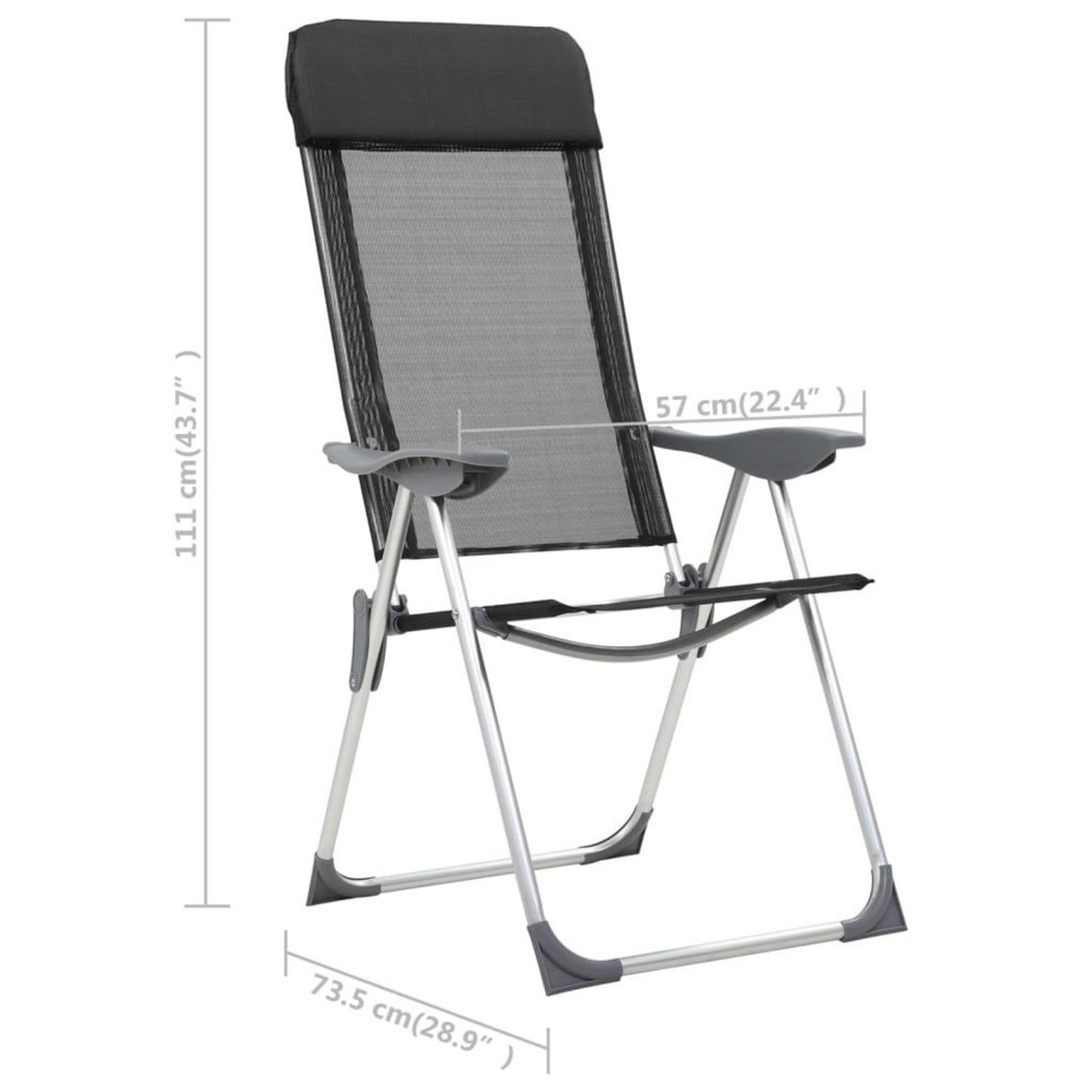VIDAXL Chaises pliables de camping lot de 4 Noir Aluminium