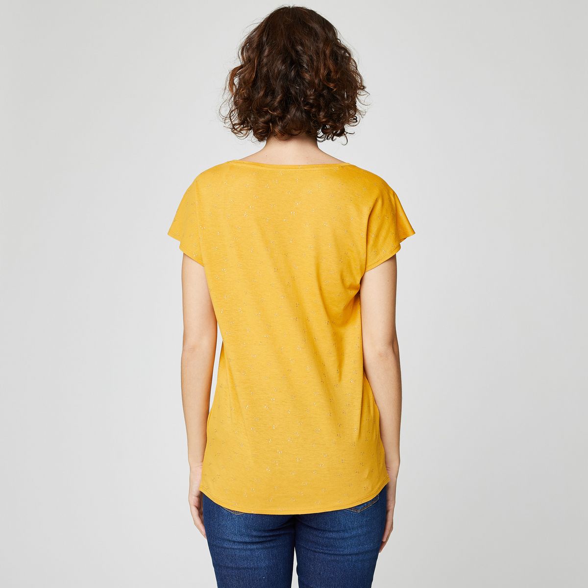 INEXTENSO T-shirt manches courtes jaune imprimé femme