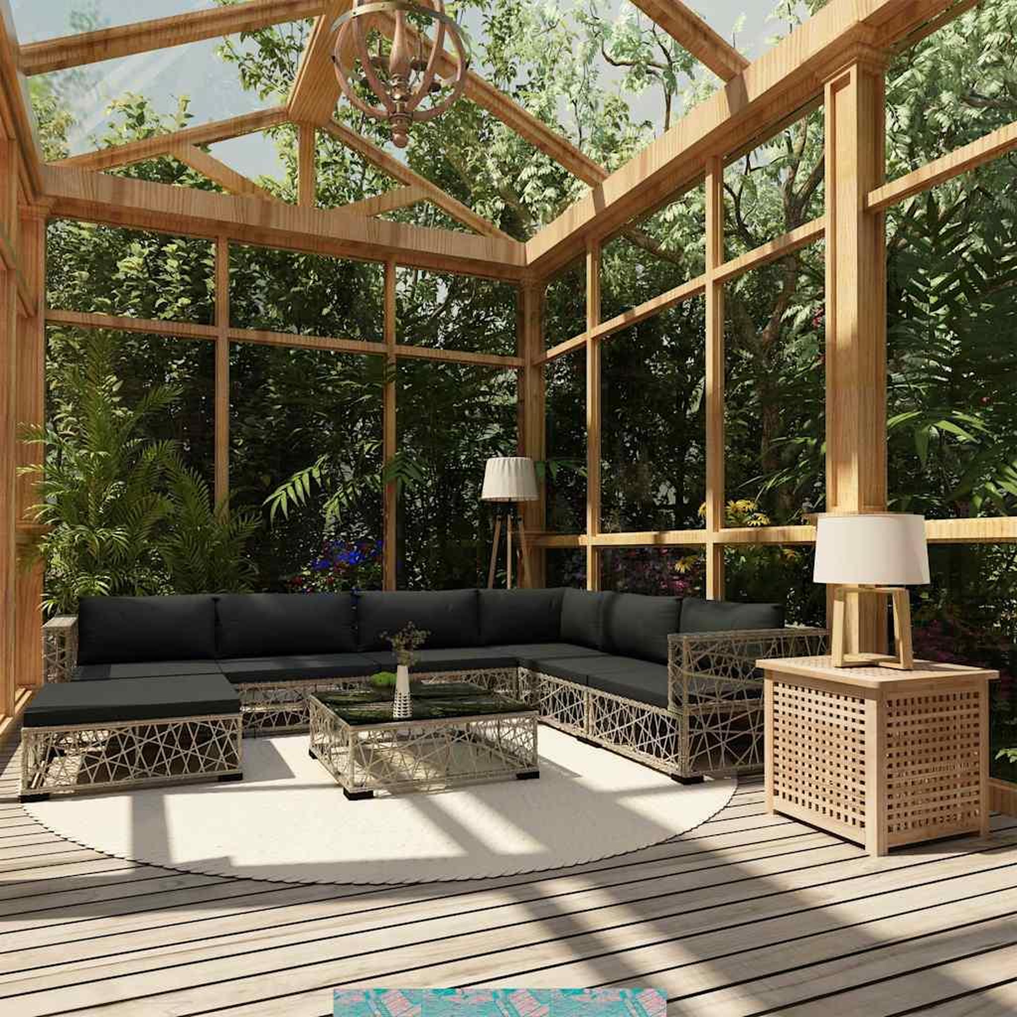 Voir la diapositive 2 : VIDAXL Salon de jardin 8 pcs avec coussins resine tressee gris