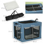 Voir la diapositive 3 : PAWHUT Sac de transport pliable pour chien chat - 2 poignées, 3 portes - dim. 69L x 51l x 51H cm - acier polyester bleu
