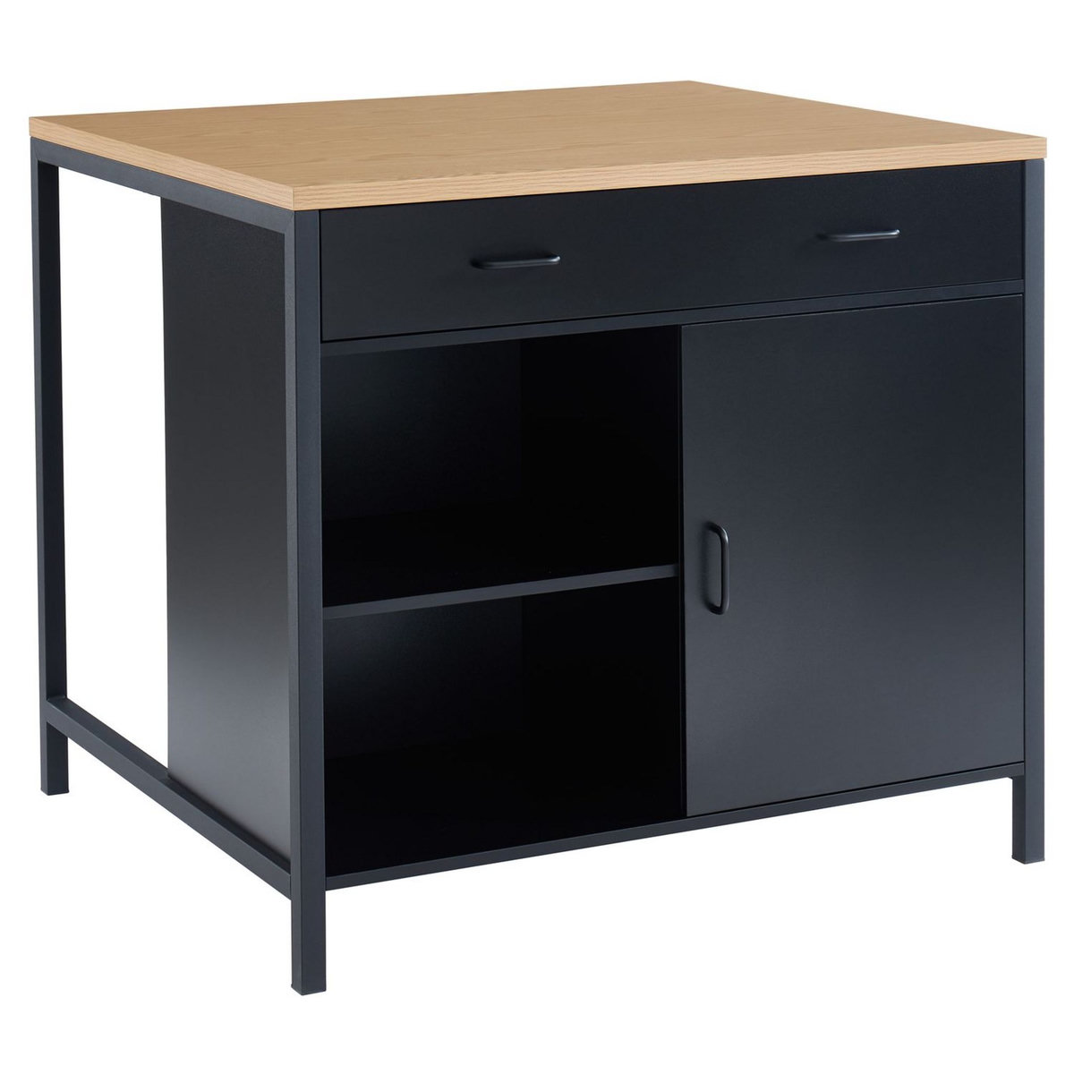 Îlot central de cuisine 1 tiroir 1 porte 1 étagère - L100cm PEPER