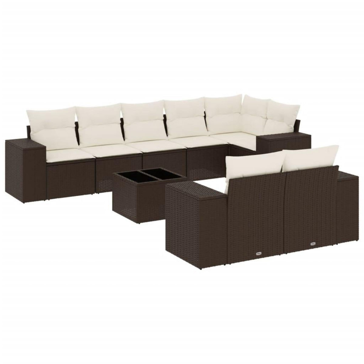 VIDAXL Salon de jardin avec coussins 9 pcs marron resine tressee