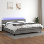 VIDAXL Sommier a lattes de lit et matelas et LED Gris fonce 200x200 cm