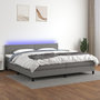 Voir la diapositive 1 : VIDAXL Sommier a lattes de lit et matelas et LED Gris fonce 200x200 cm