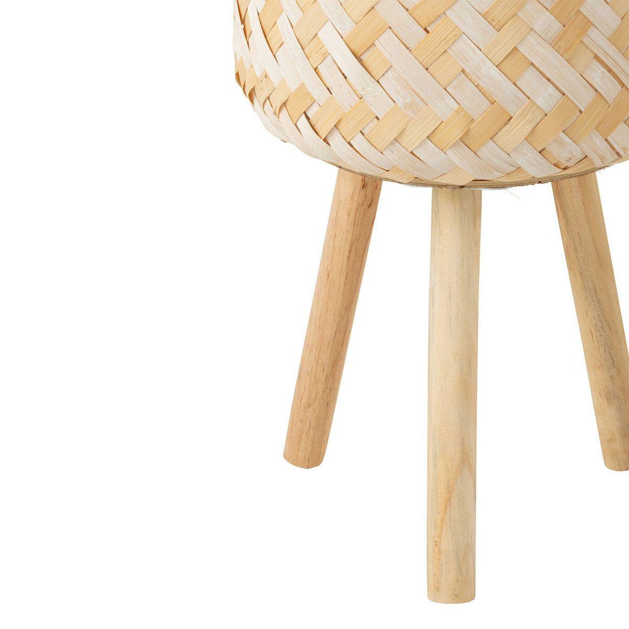 Voir la diapositive 4 : J-LINE Lot de 3 cache-pots sur pied  baudoin  66cm naturel & blanc