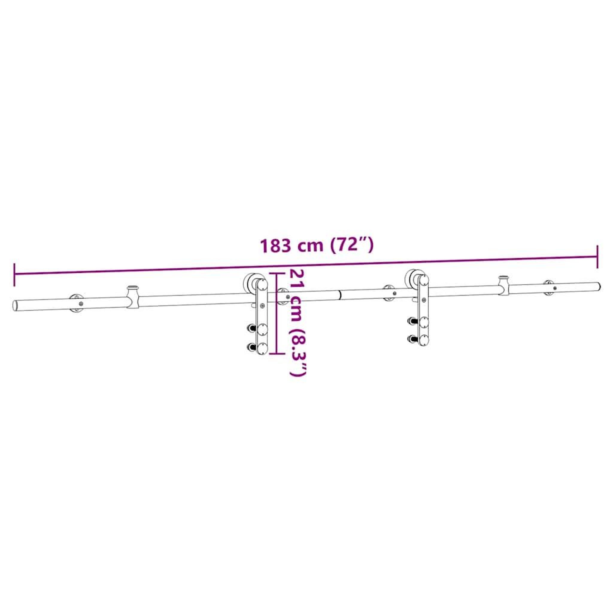 Voir la diapositive 6 : VIDAXL Kit fixation porte coulissante 183 cm Acier inoxydable Argente
