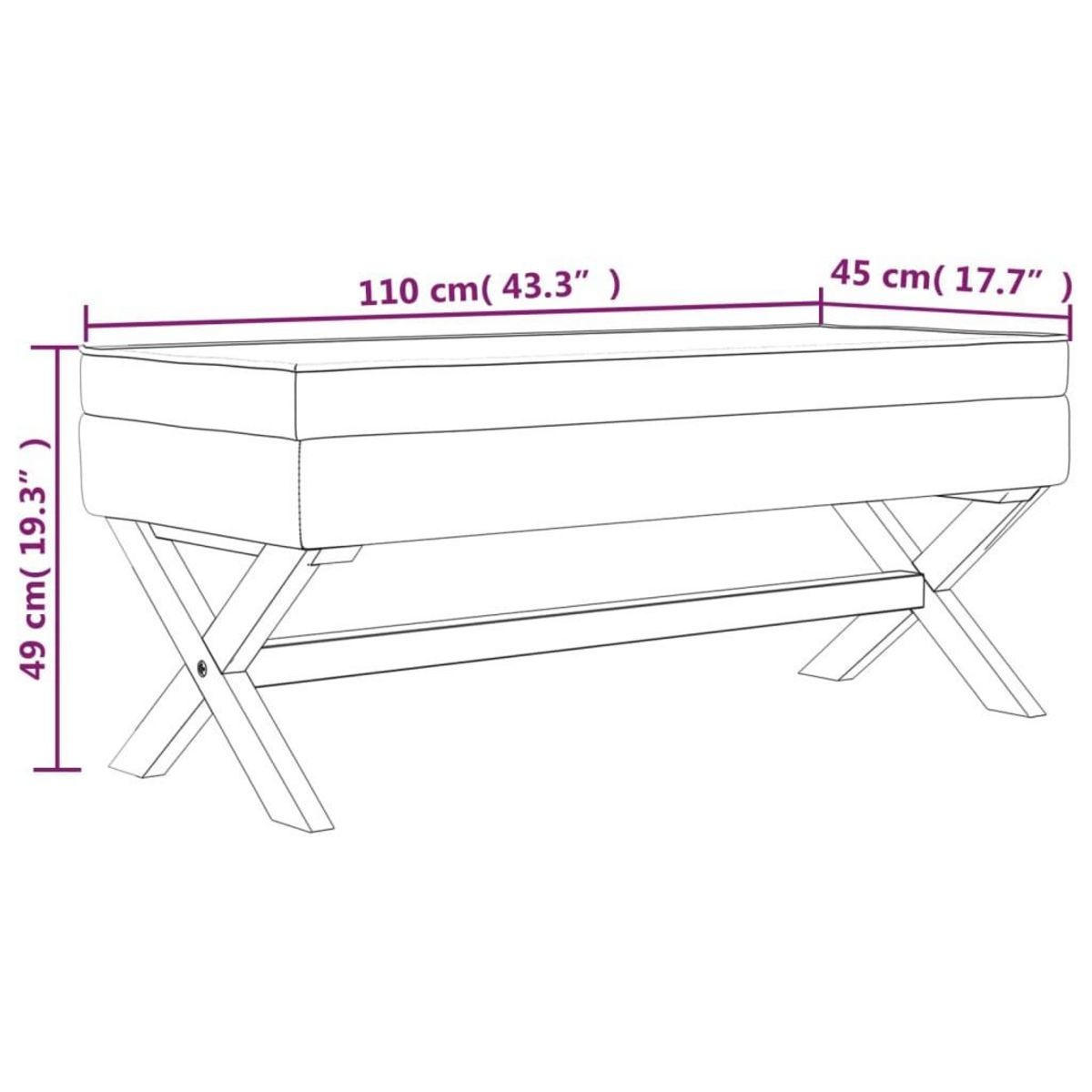 VIDAXL Tabouret de rangement 110x45x49 cm lin