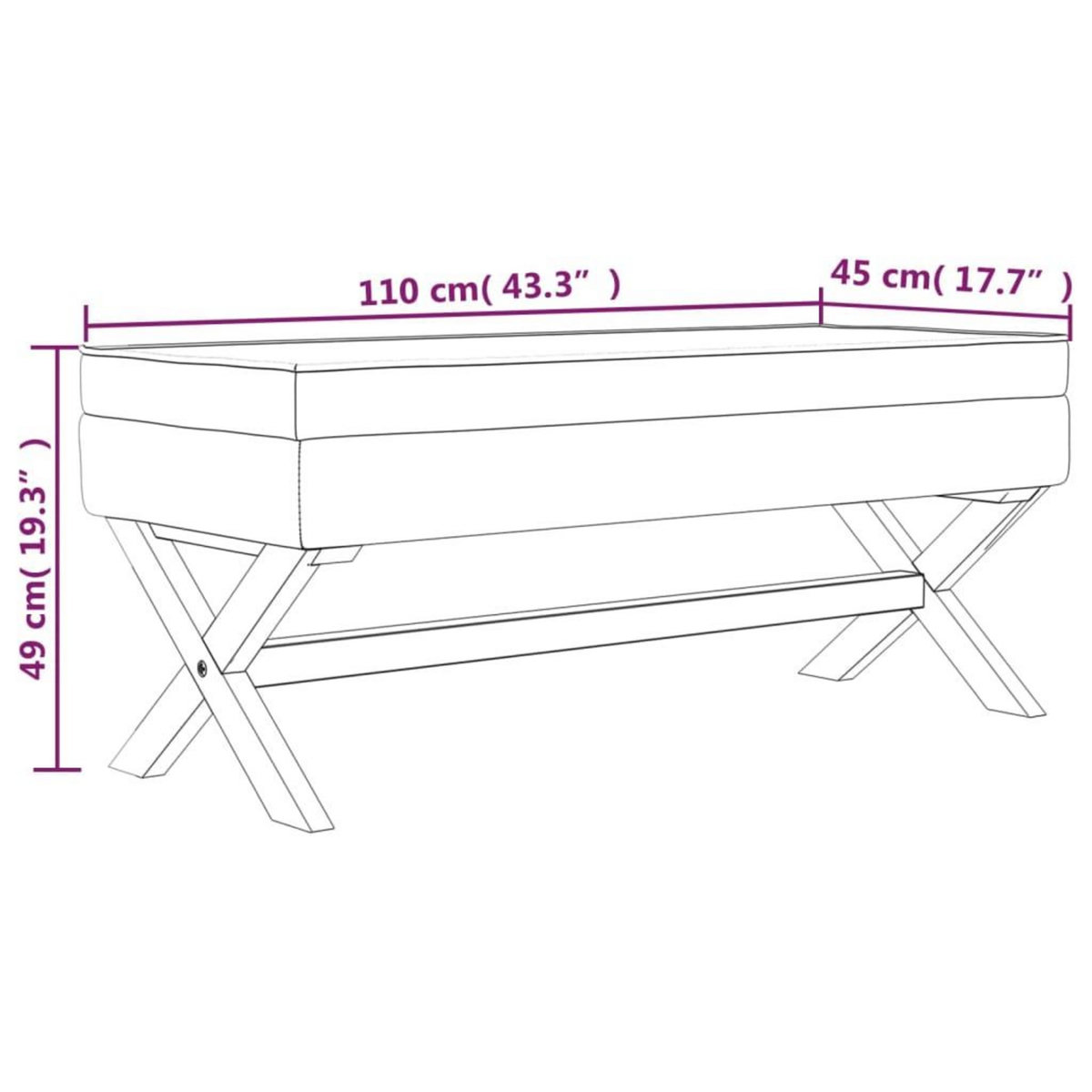 VIDAXL Tabouret de rangement 110x45x49 cm lin