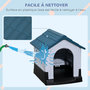 Voir la diapositive 5 : PAWHUT Niche pour chien - dim. 64L x 57l x 66H cm - PP bleu blanc