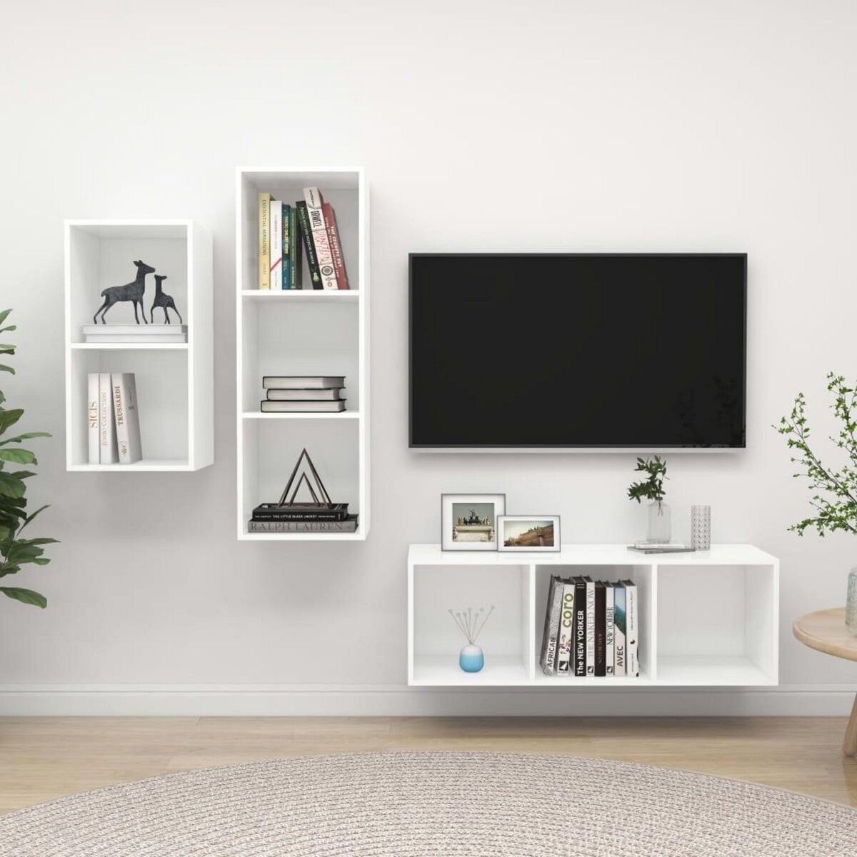 VIDAXL Ensemble de meuble TV 3 pcs Blanc Bois d'ingenierie