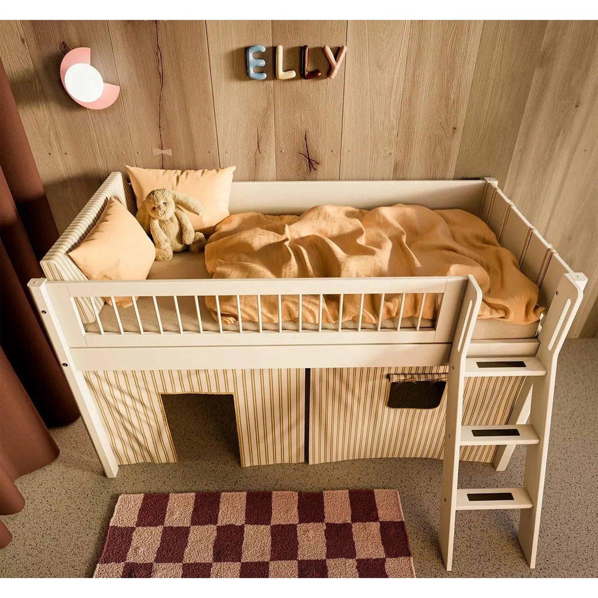 Voir la diapositive 5 : FLEXA Dawn rideaux de jeu pour lit mi-hauteur motif rayures