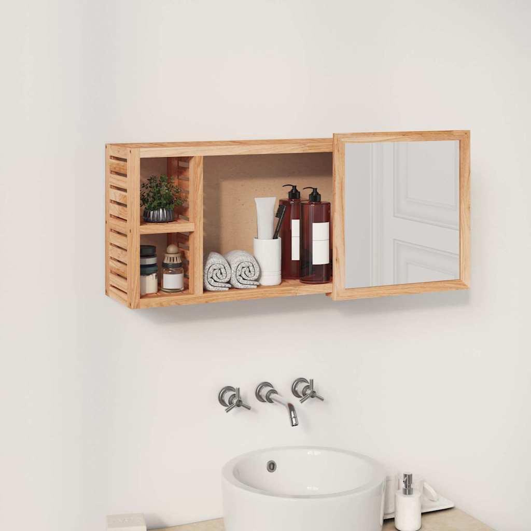 Voir la diapositive 3 : VIDAXL Armoire a miroir 80x17x34 cm bois massif de noyer