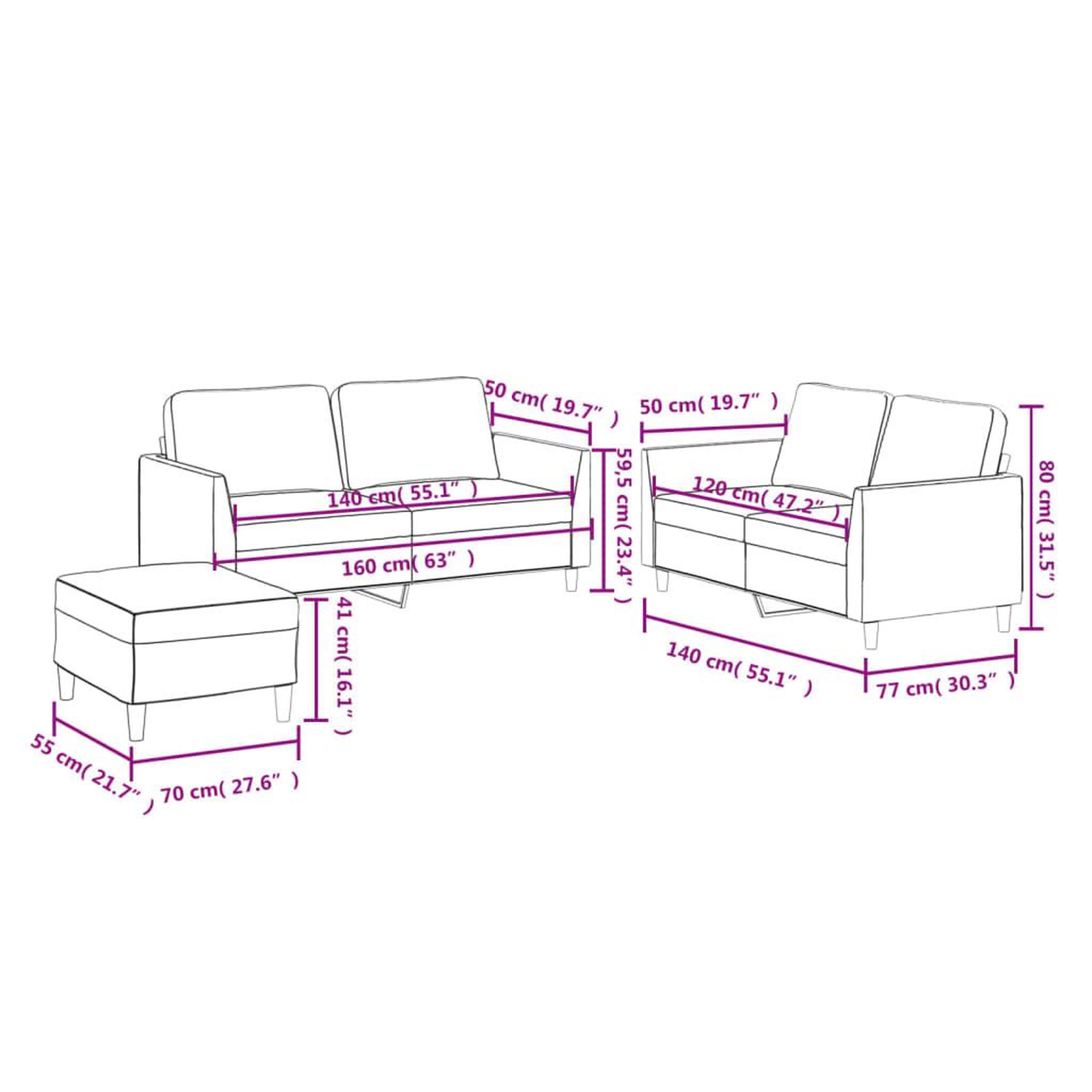 Voir la diapositive 6 : VIDAXL Ensemble de canapes 3 pcs avec coussins Noir Similicuir