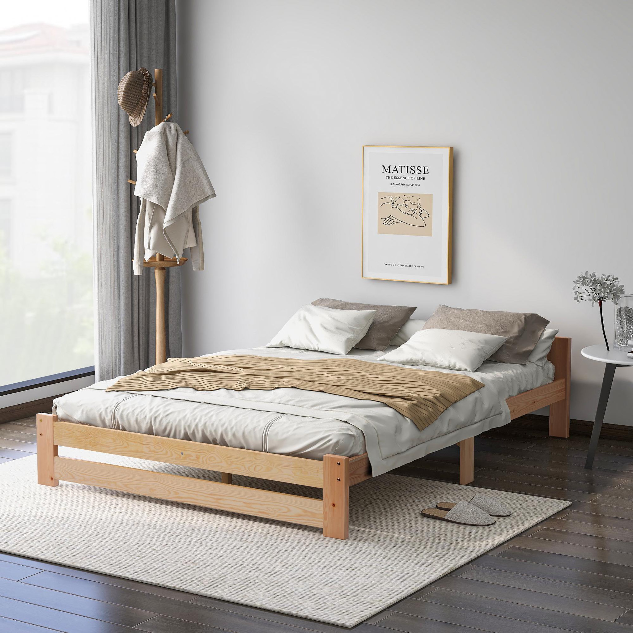 Voir la diapositive 2 : MERAX Lit 2 places 140x200cm bois coloris naturel