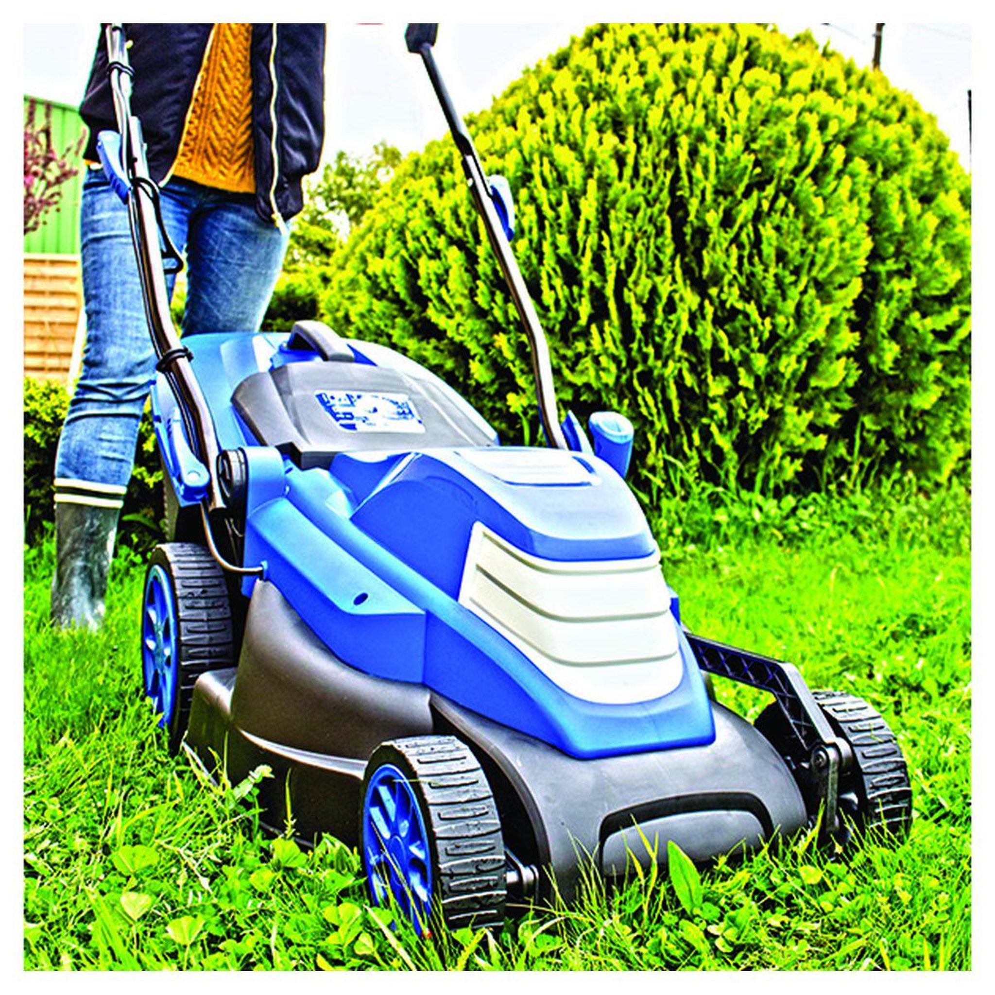 Voir la diapositive 1 : HYUNDAI Tondeuse électrique 1600 W 38 cm - poussée 