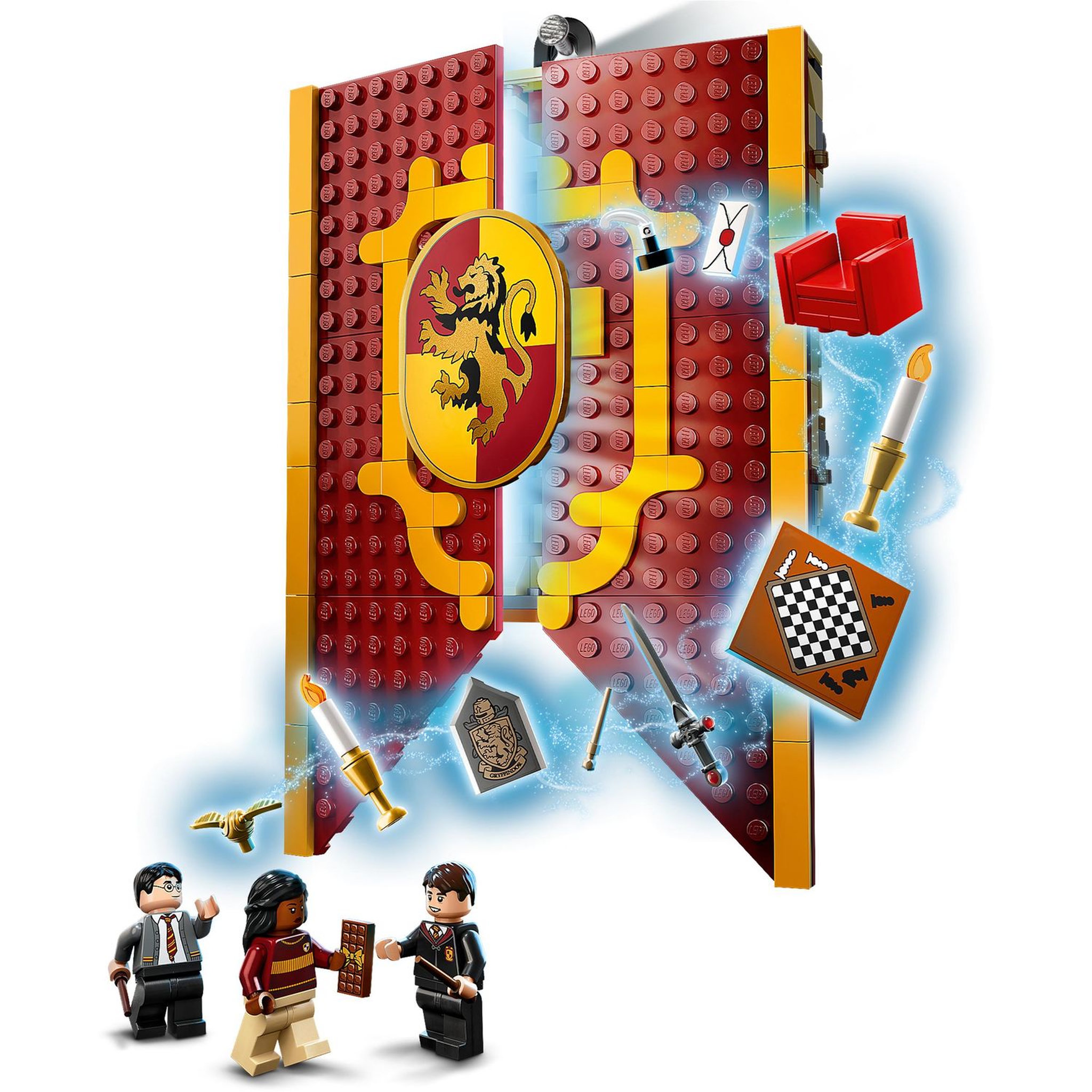 Voir la diapositive 5 : LEGO Harry Potter 76409 - Le blason de la maison Gryffondor, jouet avec 3 Minifigurines, Décoration Murale de la Salle Commune du Château de Poudlard, Collection